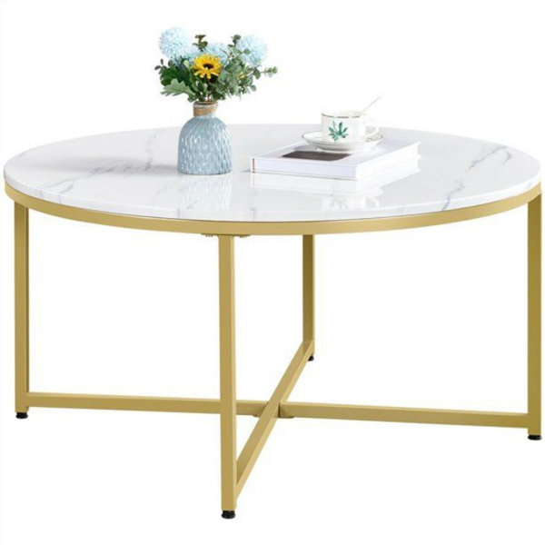 Mercer41 Modern Round Faux Marble Coffee Table Wayfair Canada
